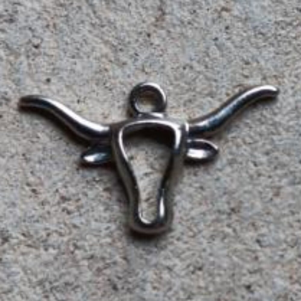 Texas Longhorn Cow Pendant Silver Tone 1 inch
